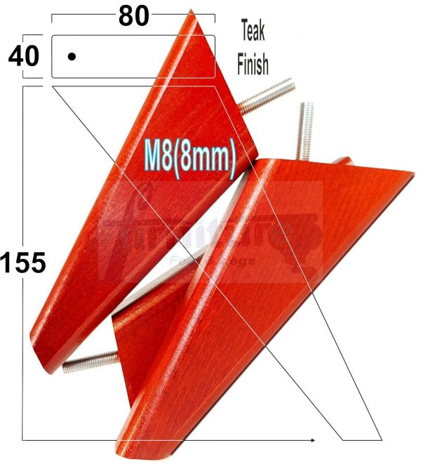 4 Square Angled Sofa Legs 155mm High Replacement Furniture Feet Chair Cabinet M8 - Image 35