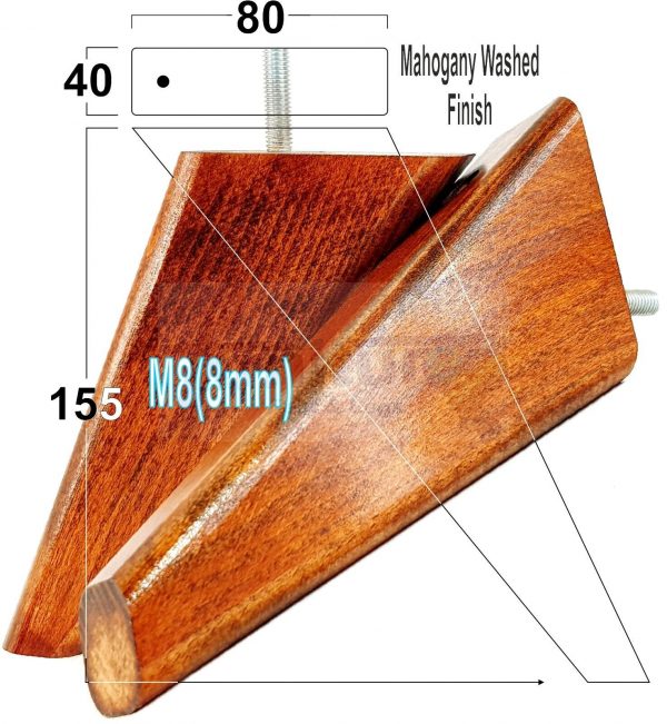 4 Square Angled Sofa Legs 155mm High Replacement Furniture Feet Chair Cabinet M8 - Image 19