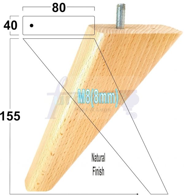 4 Square Angled Sofa Legs 155mm High Replacement Furniture Feet Chair Cabinet M8 - Image 21