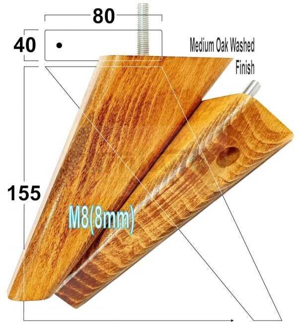4 Square Angled Sofa Legs 155mm High Replacement Furniture Feet Chair Cabinet M8 - Image 17