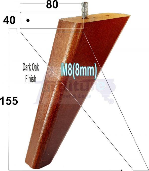4 Square Angled Sofa Legs 155mm High Replacement Furniture Feet Chair Cabinet M8 - Image 13