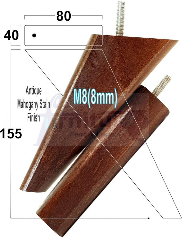 4 Square Angled Sofa Legs 155mm High Replacement Furniture Feet Chair Cabinet M8 - Image 27