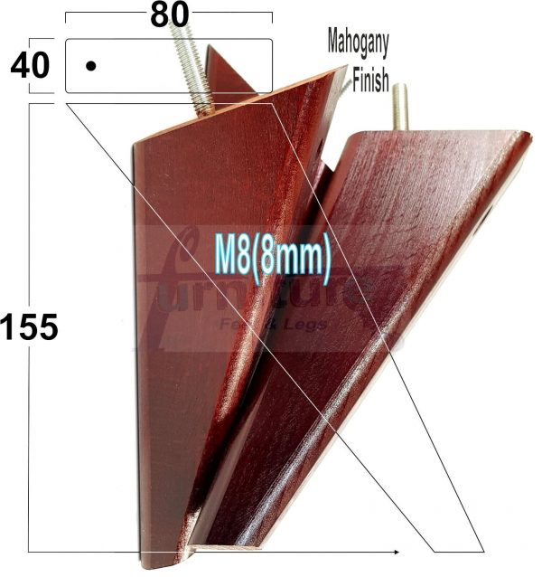 4 Square Angled Sofa Legs 155mm High Replacement Furniture Feet Chair Cabinet M8 - Image 18