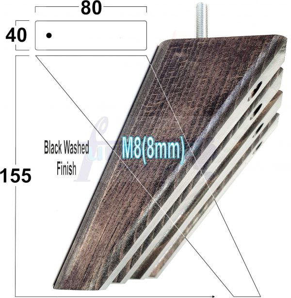 4 Square Angled Sofa Legs 155mm High Replacement Furniture Feet Chair Cabinet M8 - Image 12