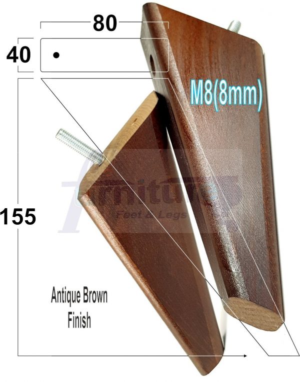 4 Square Angled Sofa Legs 155mm High Replacement Furniture Feet Chair Cabinet M8 - Image 9