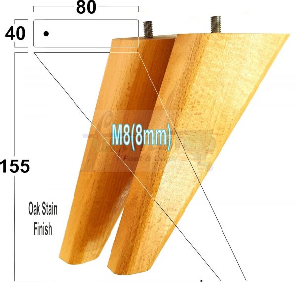 4 Square Angled Sofa Legs 155mm High Replacement Furniture Feet Chair Cabinet M8 - Image 34