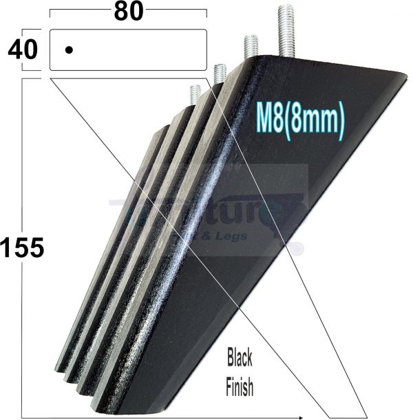 4 Square Angled Sofa Legs 155mm High Replacement Furniture Feet Chair Cabinet M8 - Image 11