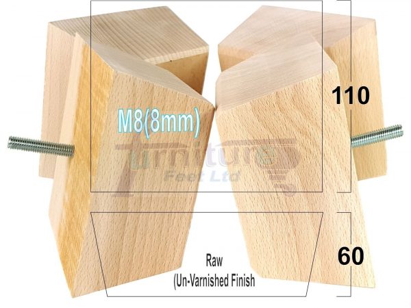 4 Square Wood Sofa Legs 60mm High Replacement Furniture Feet Chairs Cabinets M8 - Image 22