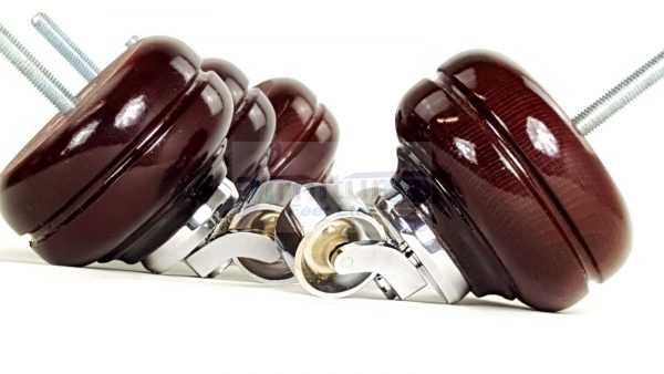 4  Wood Feet Mahogany Turned Furniture Chrome Castor Leg Chair Stool Sofas M8