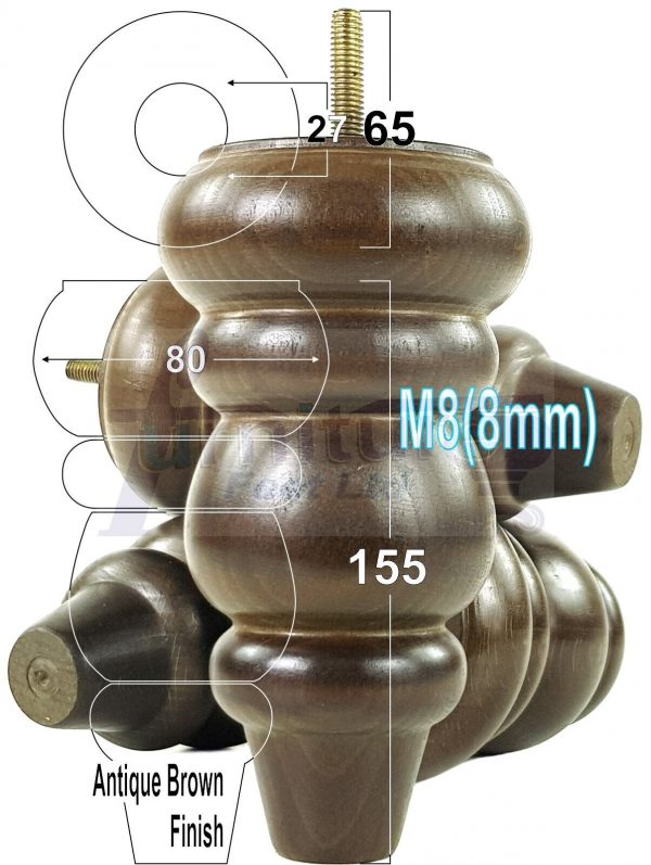 4 Turned Wood Sofa Legs 150mm High Replacement Furniture Feet Chairs Cabinets M8 - Image 11