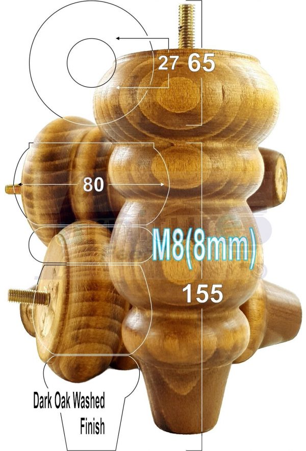 4 Turned Wood Sofa Legs 150mm High Replacement Furniture Feet Chairs Cabinets M8 - Image 33