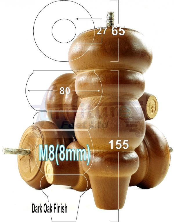 4 Turned Wood Sofa Legs 150mm High Replacement Furniture Feet Chairs Cabinets M8 - Image 15