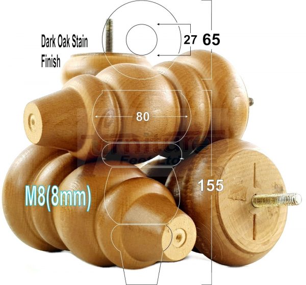 4 Turned Wood Sofa Legs 150mm High Replacement Furniture Feet Chairs Cabinets M8 - Image 16