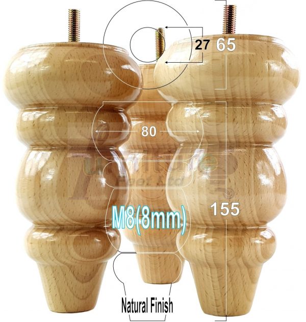 4 Turned Wood Sofa Legs 150mm High Replacement Furniture Feet Chairs Cabinets M8 - Image 23