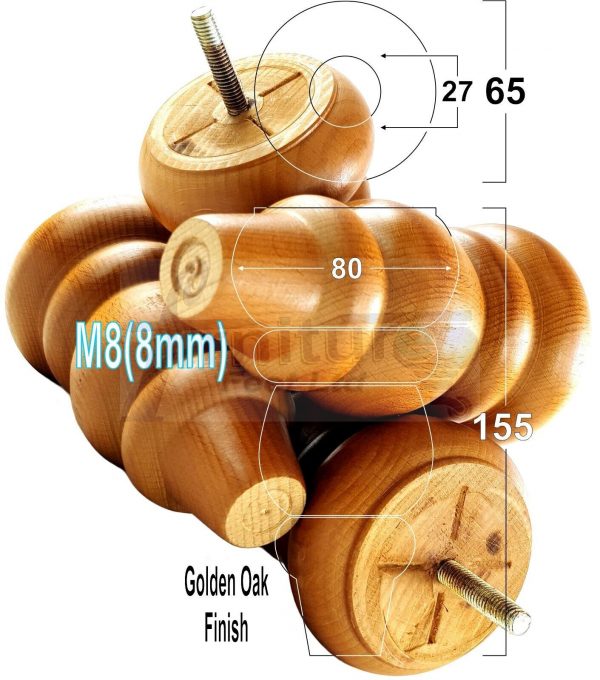 4 Turned Wood Sofa Legs 150mm High Replacement Furniture Feet Chairs Cabinets M8 - Image 18