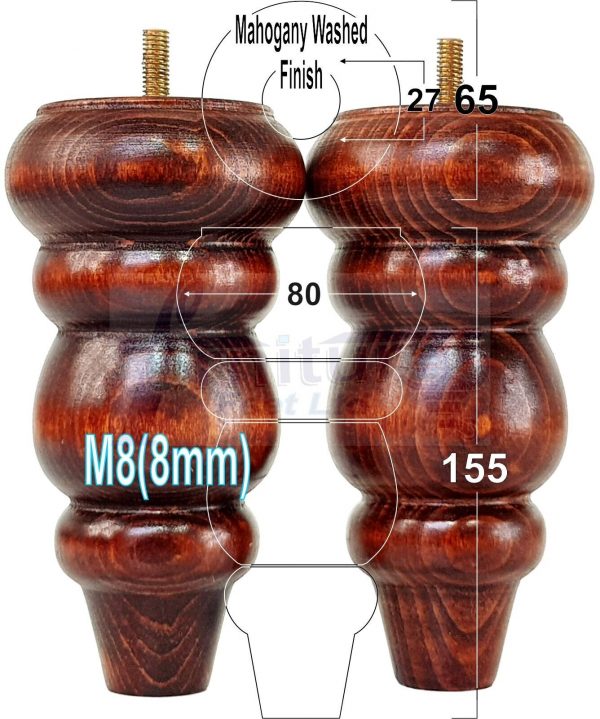 4 Turned Wood Sofa Legs 150mm High Replacement Furniture Feet Chairs Cabinets M8 - Image 21