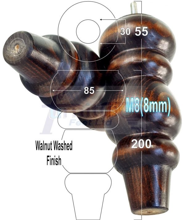 4 Turned Wood Sofa Legs 200mm High Replacement Furniture Feet Chairs Cabinets M8 - Image 16