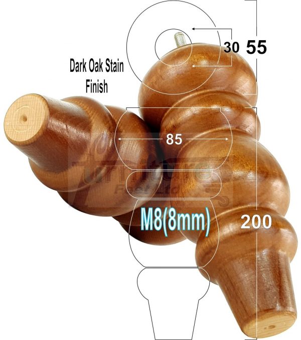 4 Turned Wood Sofa Legs 200mm High Replacement Furniture Feet Chairs Cabinets M8 - Image 15
