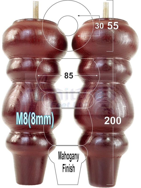 4 Turned Wood Sofa Legs 200mm High Replacement Furniture Feet Chairs Cabinets M8 - Image 19