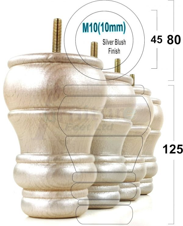 4 WOODEN FURNITURE LEGS M10 REPLACEMENT BUN FEET 125mm HIGH MULTIPLE COLOURS - Image 21