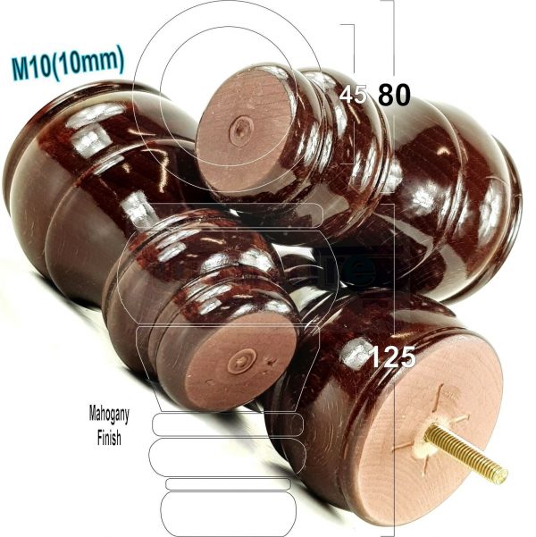 4 WOODEN FURNITURE LEGS M10 REPLACEMENT BUN FEET 125mm HIGH MULTIPLE COLOURS - Image 13