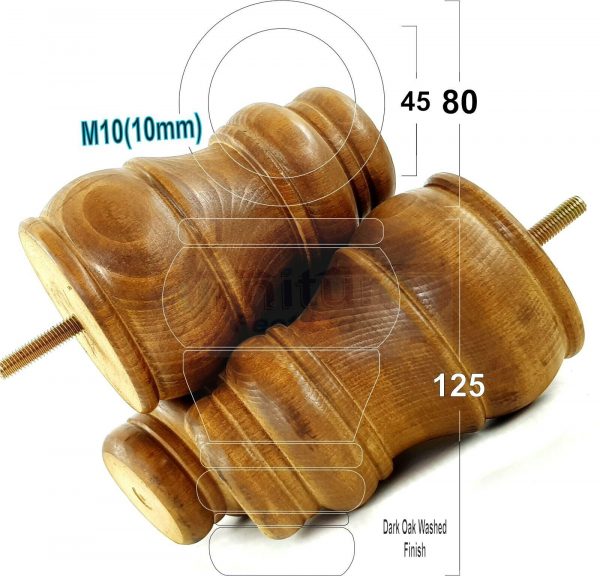 4 WOODEN FURNITURE LEGS M10 REPLACEMENT BUN FEET 125mm HIGH MULTIPLE COLOURS - Image 23