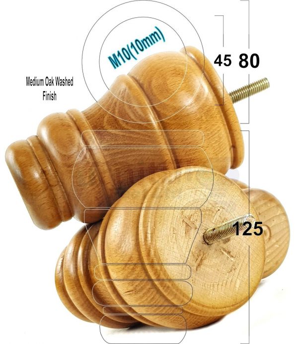4 WOODEN FURNITURE LEGS M10 REPLACEMENT BUN FEET 125mm HIGH MULTIPLE COLOURS - Image 27