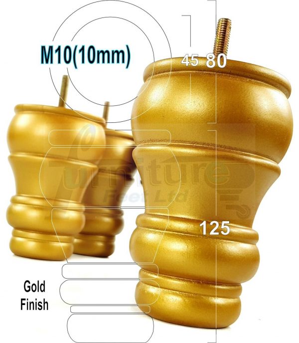 4 WOODEN FURNITURE LEGS M10 REPLACEMENT BUN FEET 125mm HIGH MULTIPLE COLOURS - Image 18