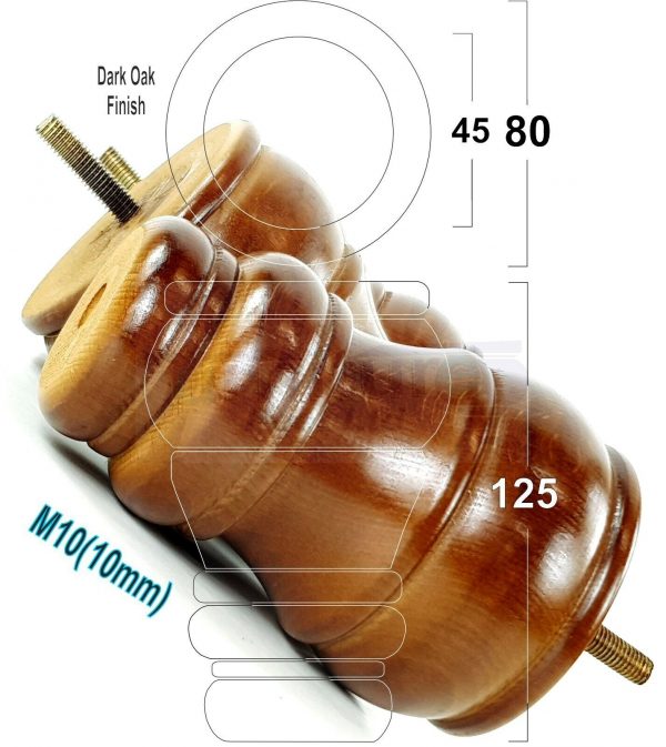 4 WOODEN FURNITURE LEGS M10 REPLACEMENT BUN FEET 125mm HIGH MULTIPLE COLOURS - Image 22