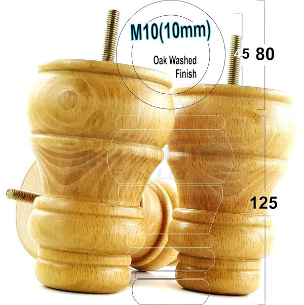 4 WOODEN FURNITURE LEGS M10 REPLACEMENT BUN FEET 125mm HIGH MULTIPLE COLOURS - Image 29