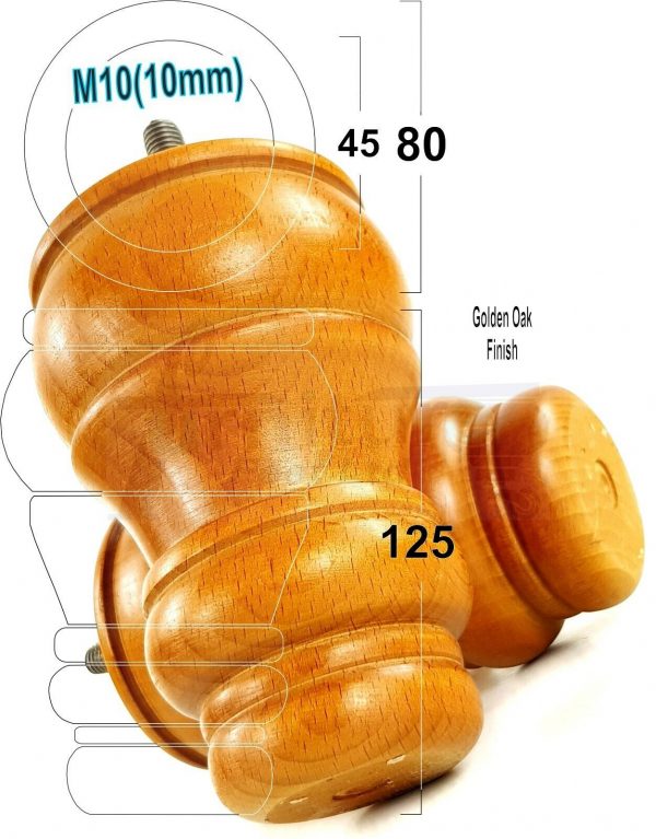 4 WOODEN FURNITURE LEGS M10 REPLACEMENT BUN FEET 125mm HIGH MULTIPLE COLOURS - Image 25