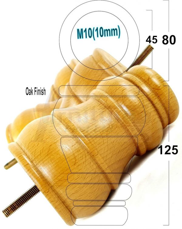 4 WOODEN FURNITURE LEGS M10 REPLACEMENT BUN FEET 125mm HIGH MULTIPLE COLOURS - Image 28