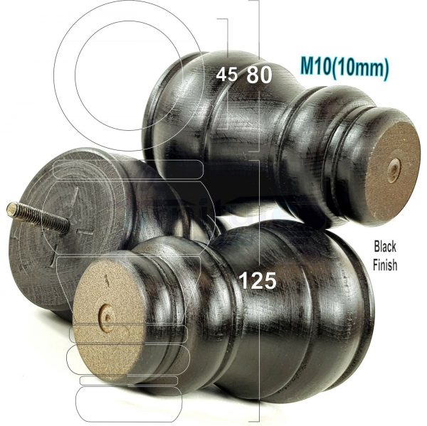 4 WOODEN FURNITURE LEGS M10 REPLACEMENT BUN FEET 125mm HIGH MULTIPLE COLOURS - Image 17