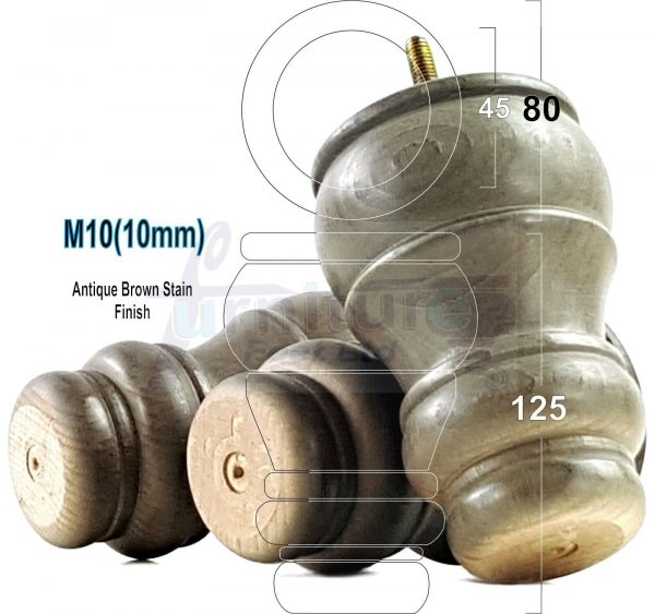 4 WOODEN FURNITURE LEGS M10 REPLACEMENT BUN FEET 125mm HIGH MULTIPLE COLOURS - Image 15