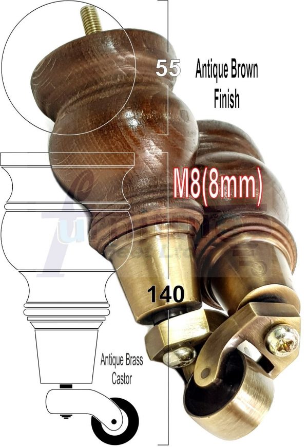 4 Wood Furniture Sofa Legs M8 Castor Replacment Chair Settee Feet 140mm or 150mm - Image 15