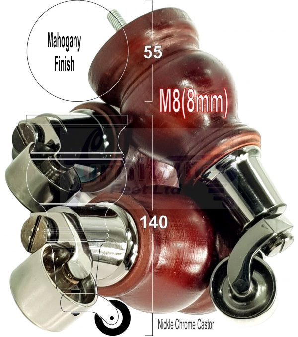 4 Wood Furniture Sofa Legs M8 Castor Replacment Chair Settee Feet 140mm or 150mm - Image 16