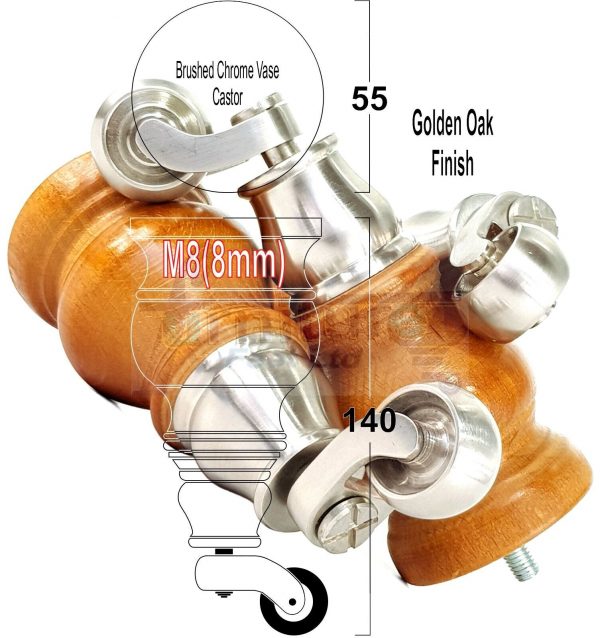 4 Wood Furniture Sofa Legs M8 Castor Replacment Chair Settee Feet 140mm or 150mm - Image 21