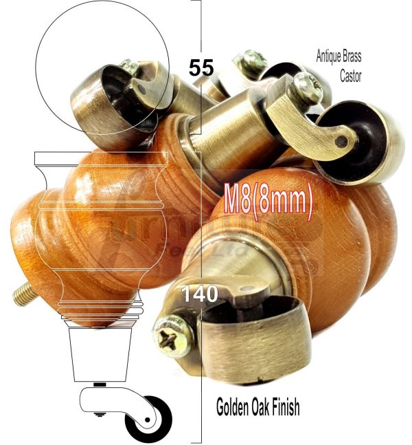 4 Wood Furniture Sofa Legs M8 Castor Replacment Chair Settee Feet 140mm or 150mm - Image 15