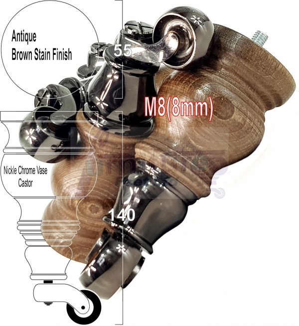 4 Wood Furniture Sofa Legs M8 Castor Replacment Chair Settee Feet 140mm or 150mm - Image 20