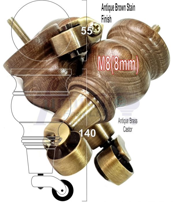 4 Wood Furniture Sofa Legs M8 Castor Replacment Chair Settee Feet 140mm or 150mm - Image 15