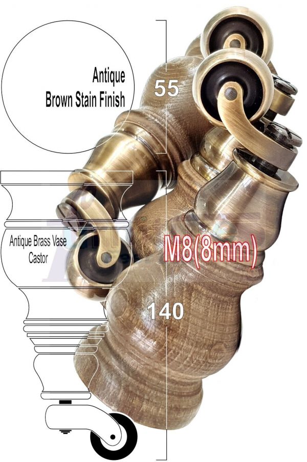 4 Wood Furniture Sofa Legs M8 Castor Replacment Chair Settee Feet 140mm or 150mm - Image 19