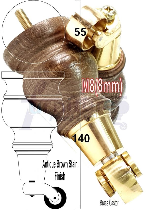 4 Wood Furniture Sofa Legs M8 Castor Replacment Chair Settee Feet 140mm or 150mm - Image 13