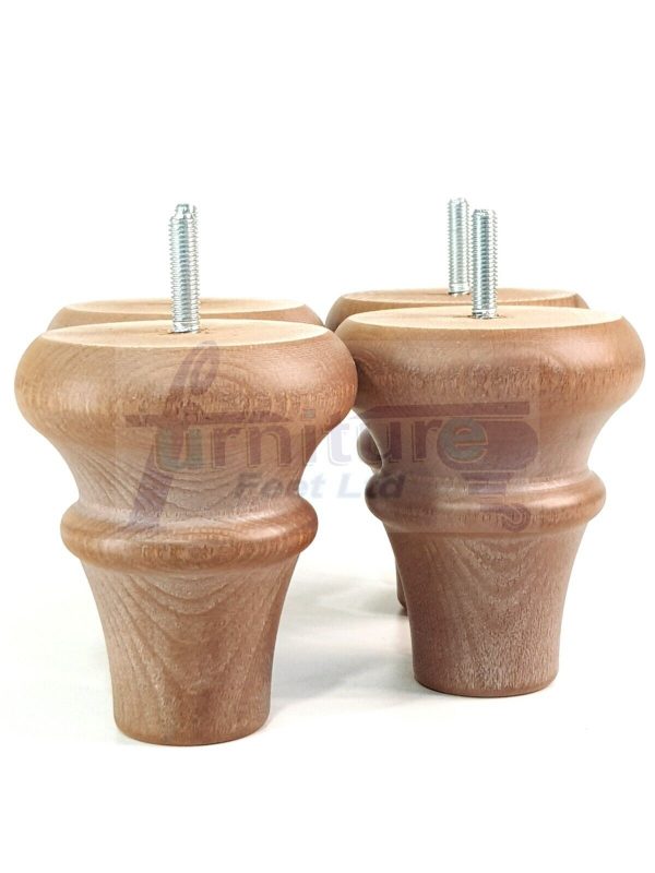 4 Wood Turned Bun Feet Furniture Legs M8 110mm High Multiple Colours Sofa Chairs - Image 23
