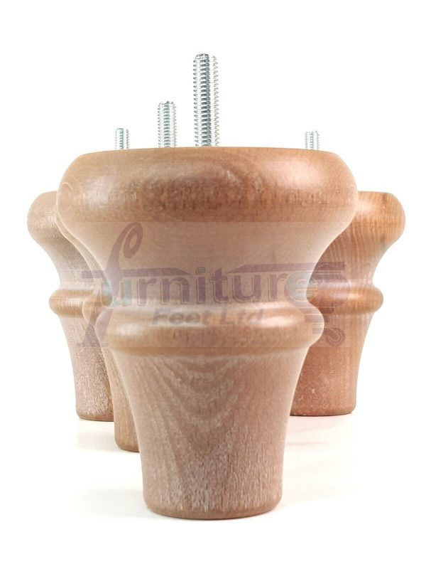 4 Wood Turned Bun Feet Furniture Legs M8 110mm High Multiple Colours Sofa Chairs - Image 24