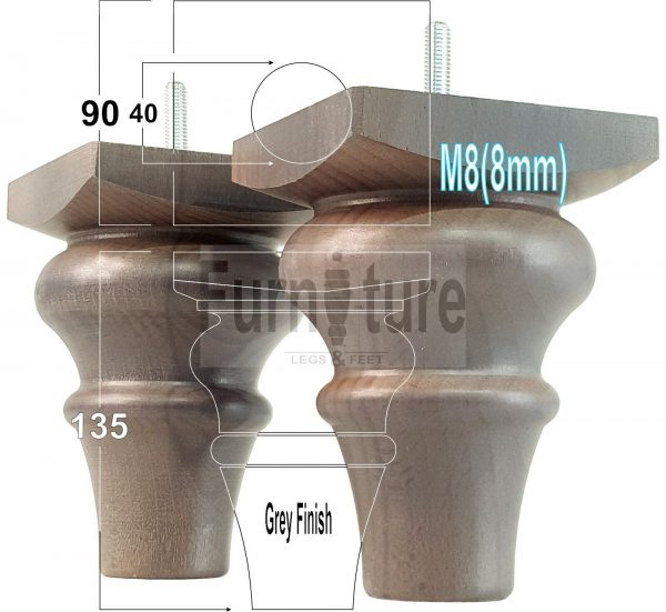 4 Wood Turned Bun Feet Furniture Legs M8 135mm High Multiple Colours Sofa Chairs - Image 12