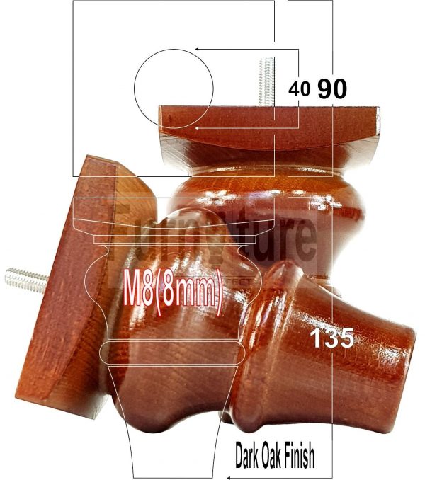 4 Wood Turned Bun Feet Furniture Legs M8 135mm High Multiple Colours Sofa Chairs - Image 11