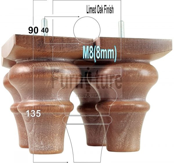 4 Wood Turned Bun Feet Furniture Legs M8 135mm High Multiple Colours Sofa Chairs - Image 13