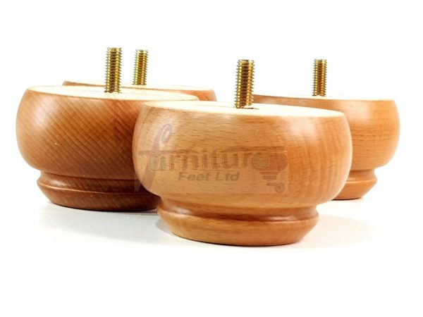 Wooden Sofa Leg 55mm High Oak 4 Replacement Turned Bun Feet M8 - Image 2