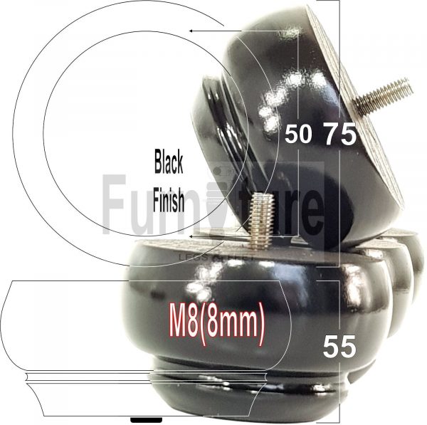 4 Wood Turned Bun Feet Furniture Legs M8 Multiple Colours 55mm High Sofa Chairs - Image 10