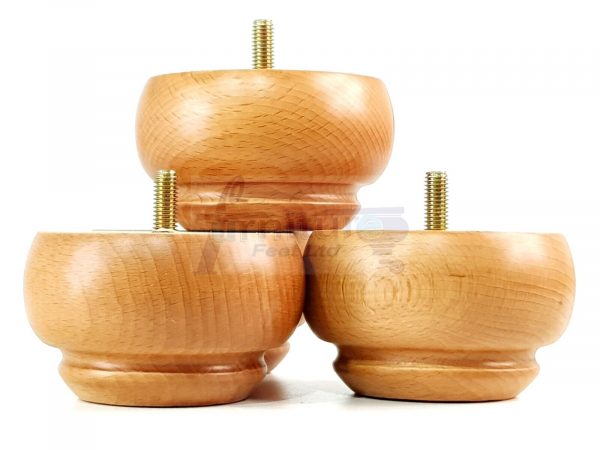 Wooden Sofa Leg 55mm High Oak 4 Replacement Turned Bun Feet M8 - Image 7